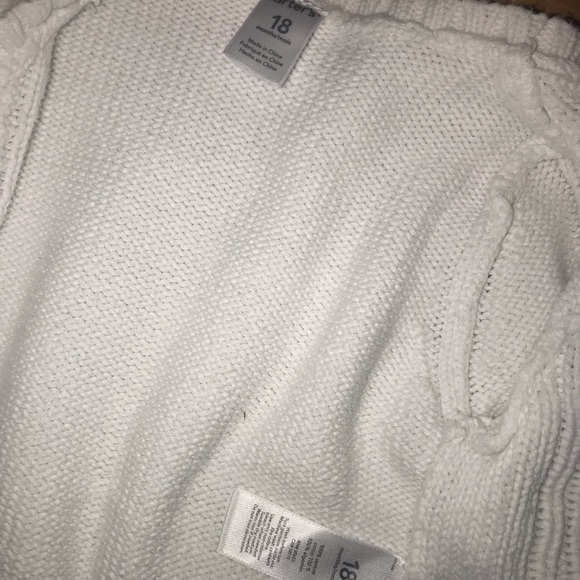 Girls Carter’s White Cable Knit Cardigan- sz 18mos - Picture 5 of 7